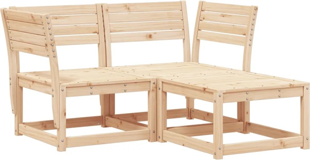 vidaXL Set canapea de grădină, 3 piese, lemn masiv de pin