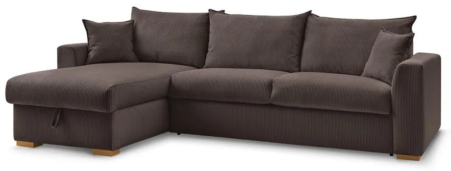 Colțar maro extensibil cu tapițerie din catifea reiată (cu colț variabil) Augustin – Bobochic Paris