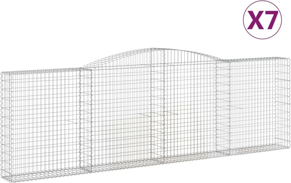 vidaXL Coșuri gabion arcuite 7 buc. 400x30x120/140 cm fier galvanizat