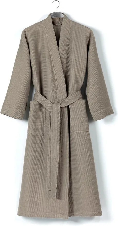 Halat de baie bej XL din bumbac Mia Waffle - Foutastic