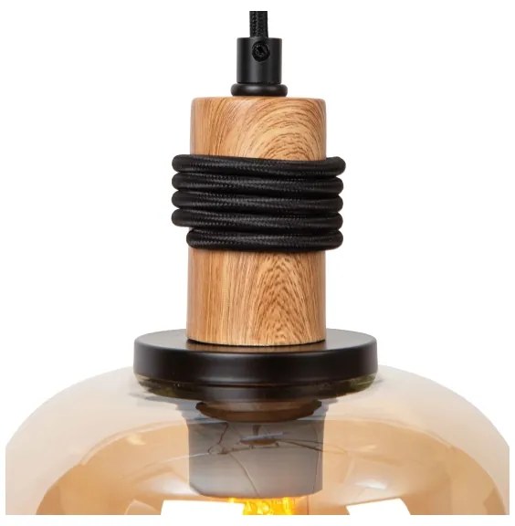 Lustră pe cablu Lucide 45408/18/62 ILONA 1xE27/40W/230V d. 18 cm negru/bej