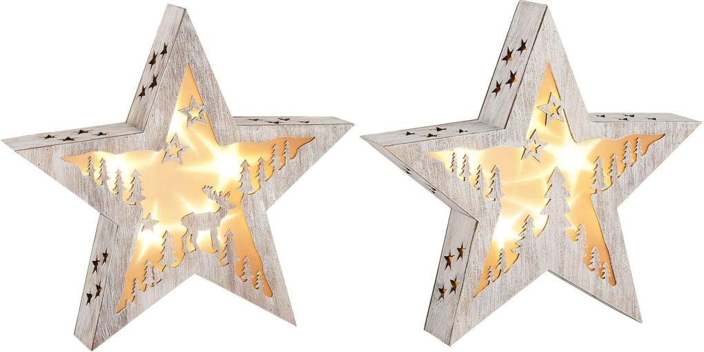 Set 2 decoratiuni stea cu LED Godehard 29 cm