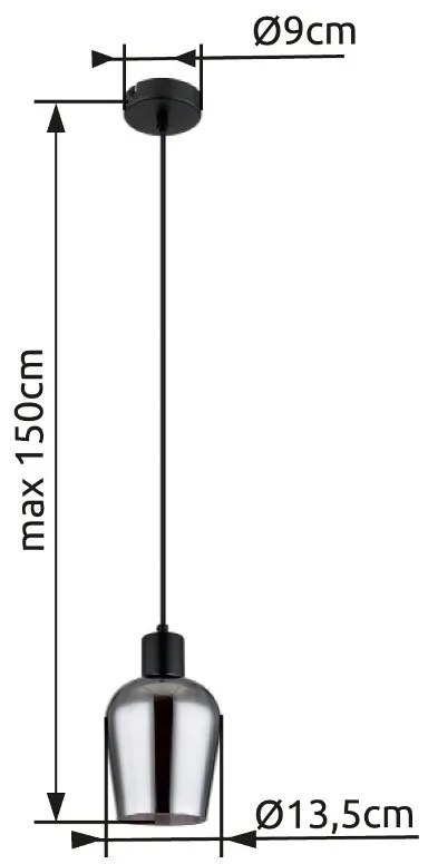Pendul design modern RYAN negru/fumuriu