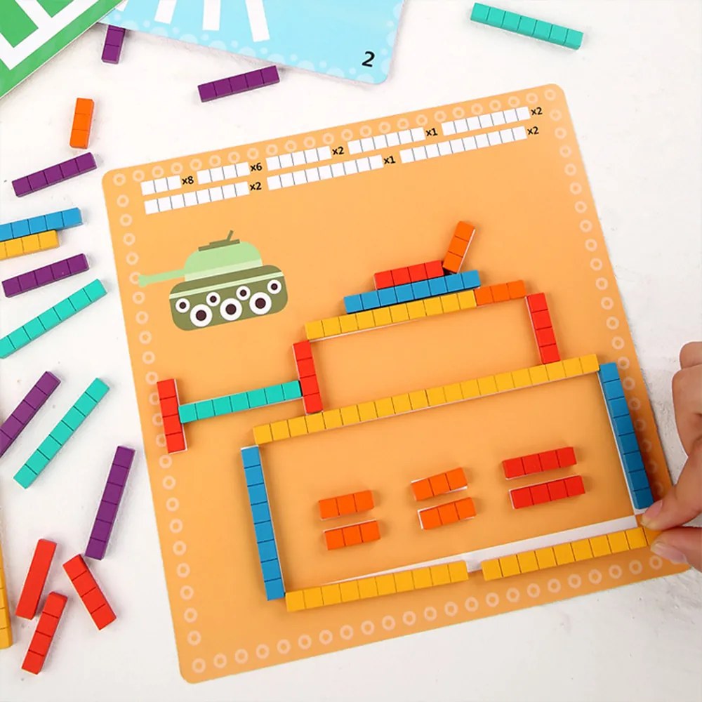 Jucărie educativă din lemn, puzzle abac, aritmetică