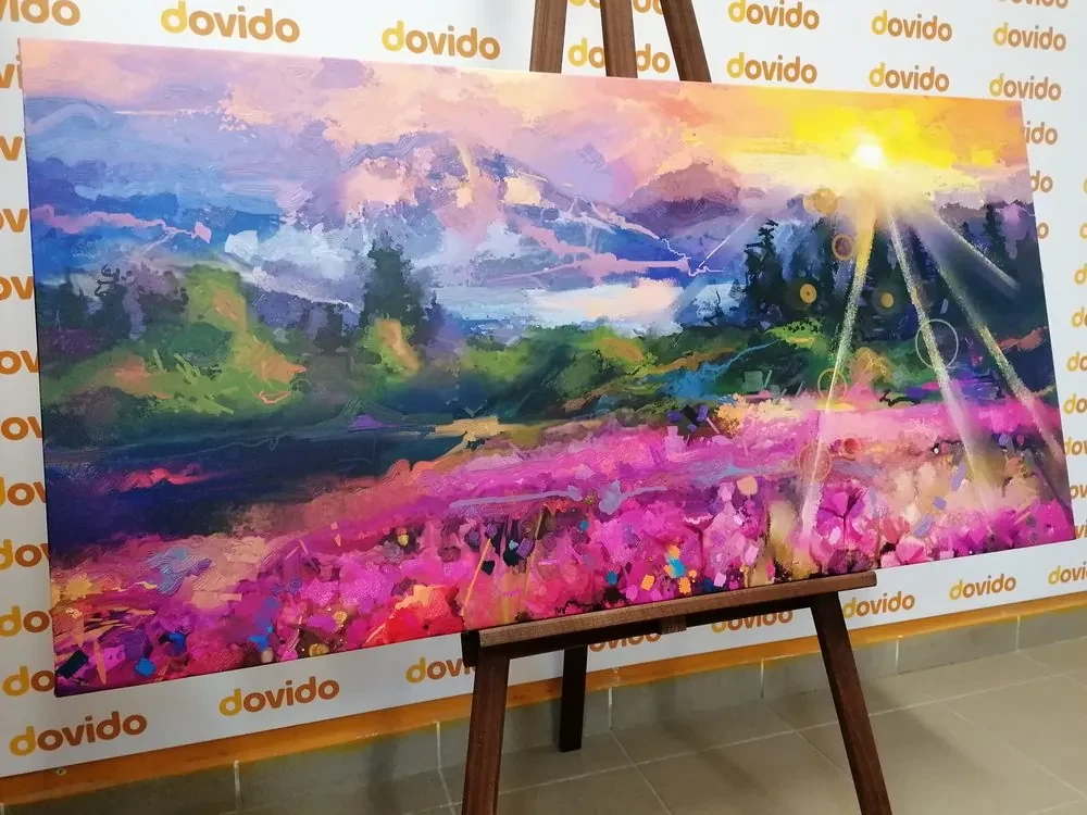 Tablou pictură în ulei peisajul multicolor