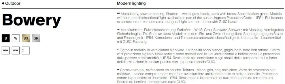 Aplica de perete iluminat ambiental exterior IP54 Bowery 2L alb