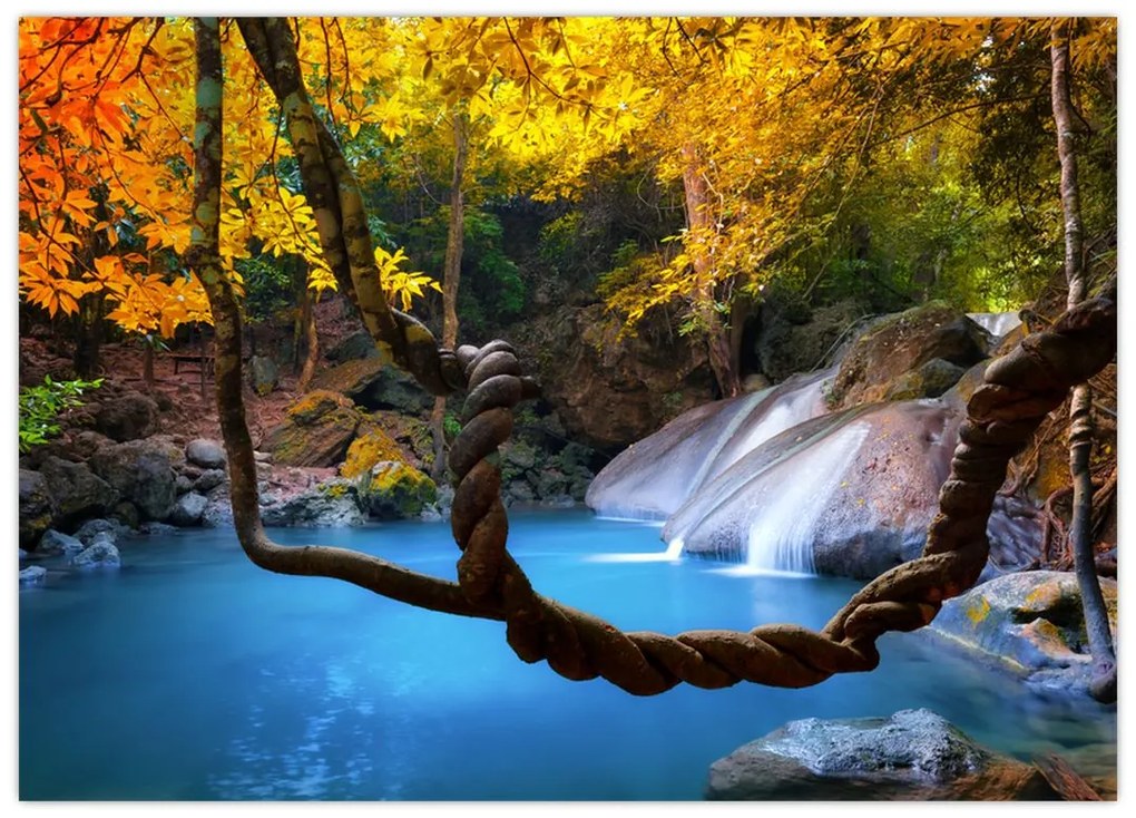 Tablou pe sticlă - Cascade din Asia (70x50 cm)