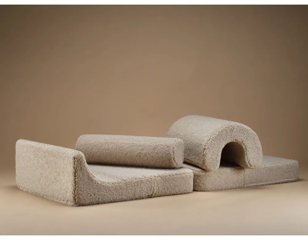 Fotoliu pentru copii maro deschis cu tapițerie din țesătură bouclé Flipster – Wigiwama