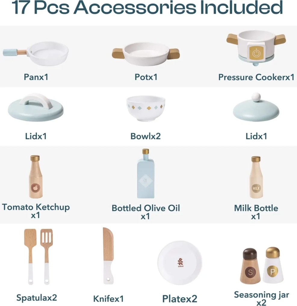 Bucatarie copii din lemn Series Albastru