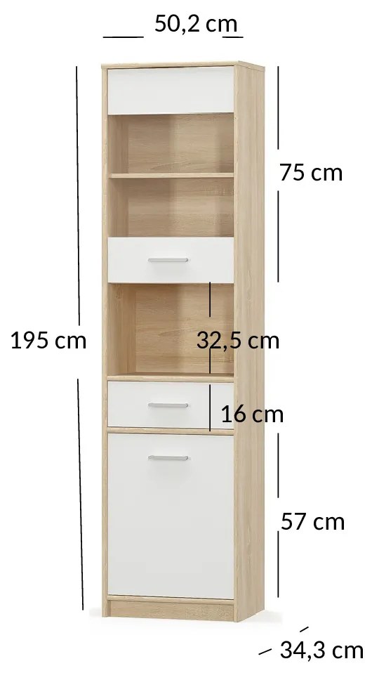 Vitrină Terrell (Stejar sonoma + alb). 1053277