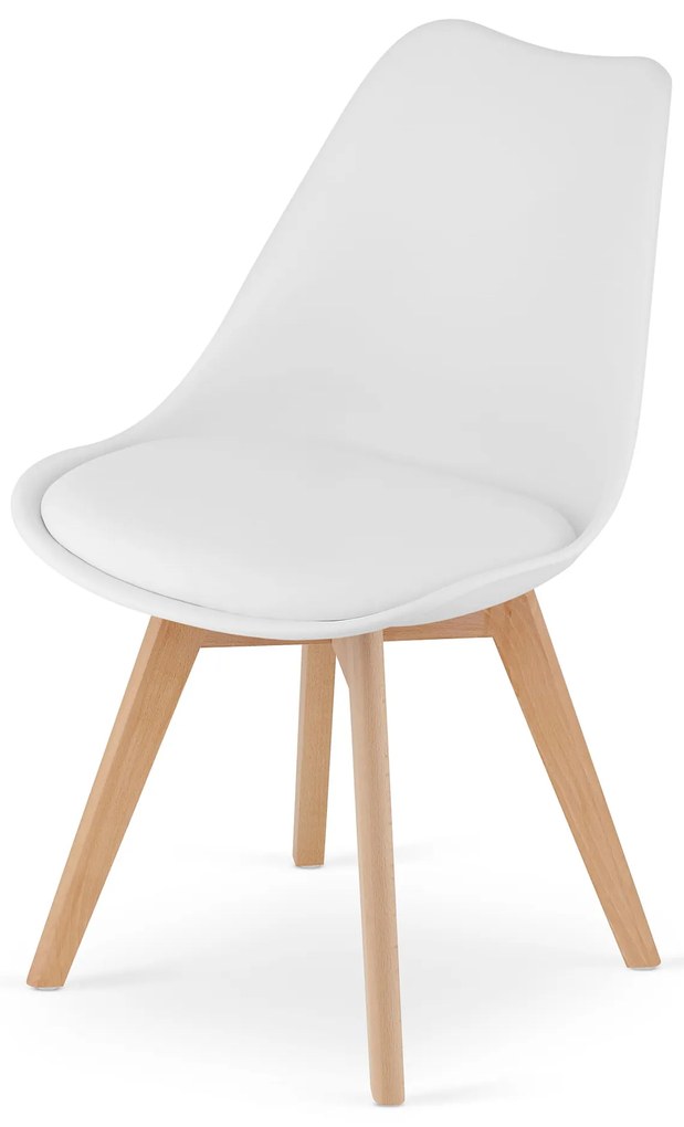 Set de luat masa 1 + 4, masa alba ADRIA 120x80 cm + scaun alb BALI MARK cu picioare din lemn de fag