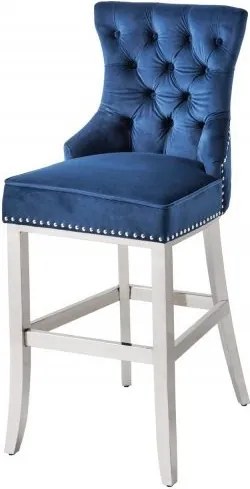 Scaun de bar stil baroc Castle Deluxe, albastru regal