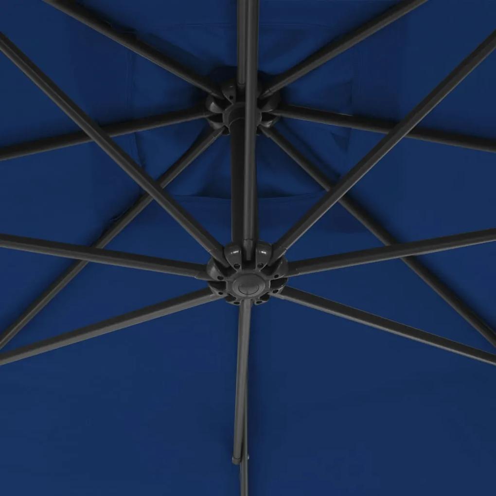 Umbrela suspendata cu stalp din otel, albastru azuriu, 300 cm azure blue