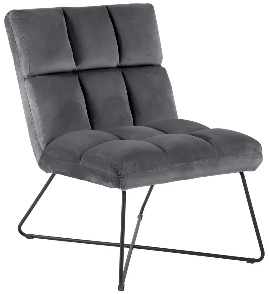 Fotoliu gri cu tapițerie din catifea Alba – Actona