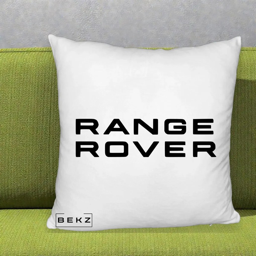Perna Personalizata cu emblema Range Rover, 40x40 cm, Alb Pufos, Husa Detasabila, Perna Inclusa, BEKZ®