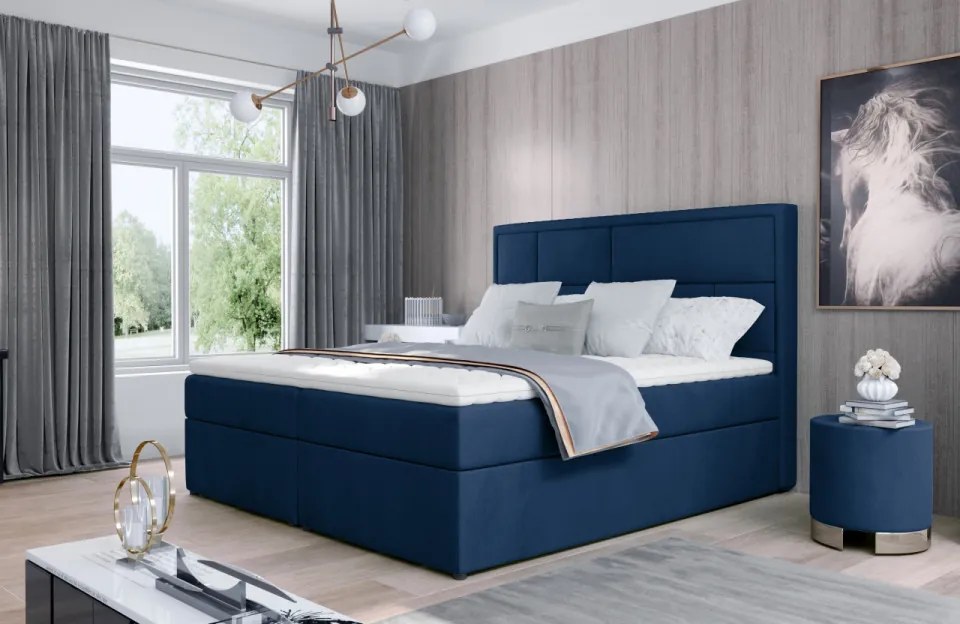 Pat tapitat, continental boxspring, cu lada pentru depozitare, 140x200 cm, Meron 142, Eltap (Culoare: Gri deschis texturat / Sawana 21)