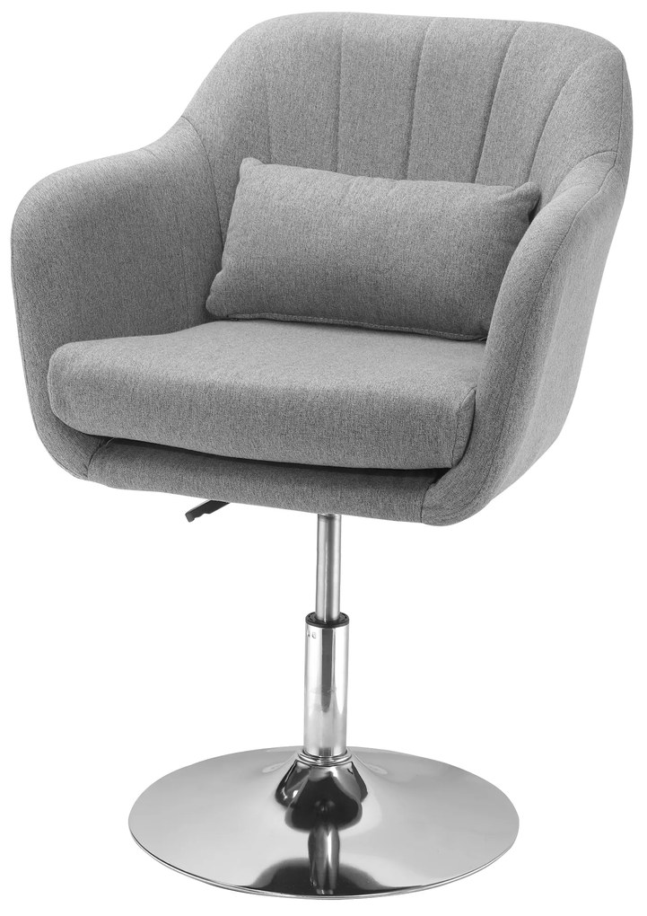 HOMCOM Scaun Pivotant la 360° cu Inaltime Reglabila din Material Respirabil, Scaun Modern cu Perna, Suport Lombar si Cotiere, 60x60x79-91 cm, Gri