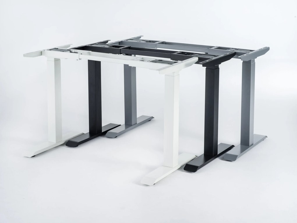 Viva Little, Birou reglabil electric, două motoare - Negru - Alb - 1200x650x18