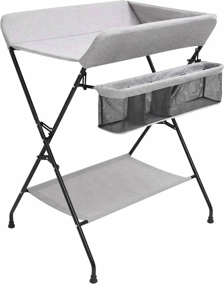 vidaXL Masă pentru schimbat bebeluș, gri deschis, fier