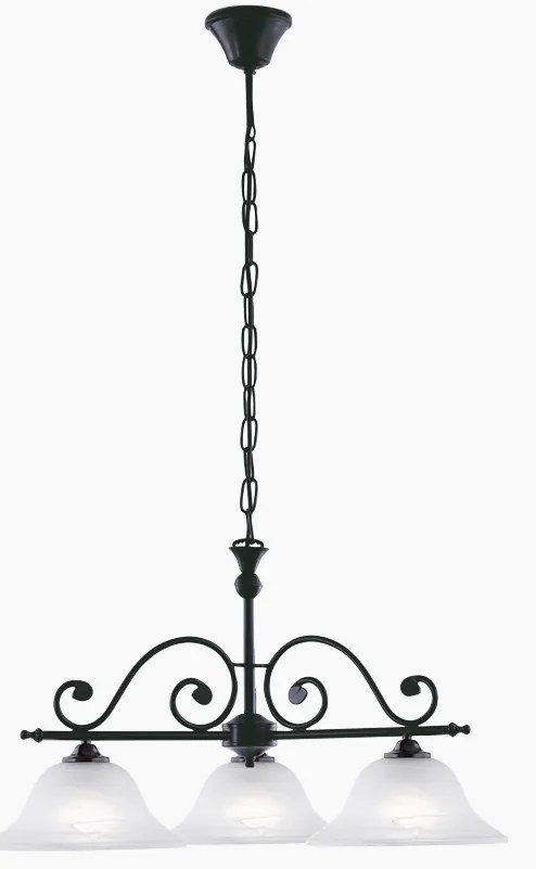 Pendul Eglo Traditional Murcia 3X 60W, d 63cm, Negru, sticla alabastru alba