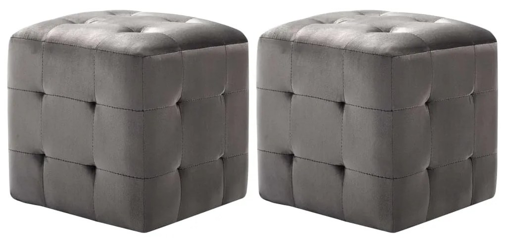 vidaXL Taburet, 2 buc., gri, 30 x 30 x 30 cm, țesătură din catifea