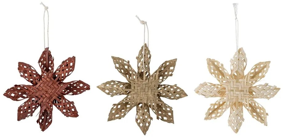 Set de 3 decorațiuni suspendate din bambus Bloomingville Hani