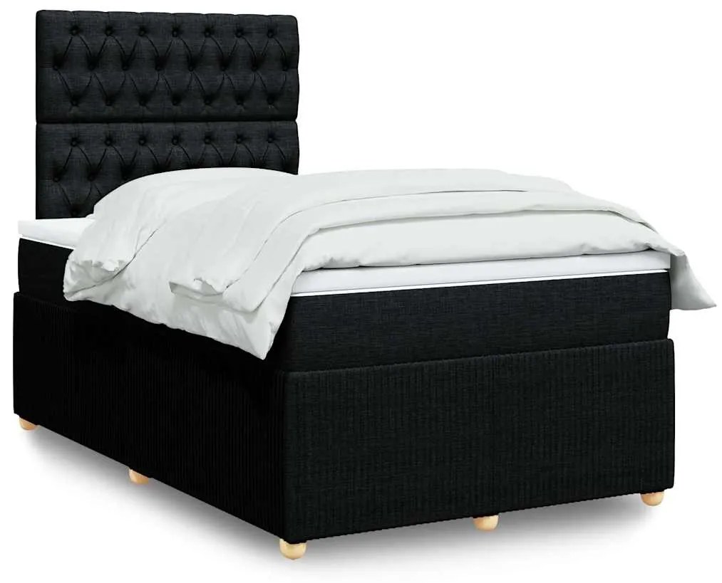 vidaXL Pat box spring cu saltea, negru, 120x190 cm, catifea