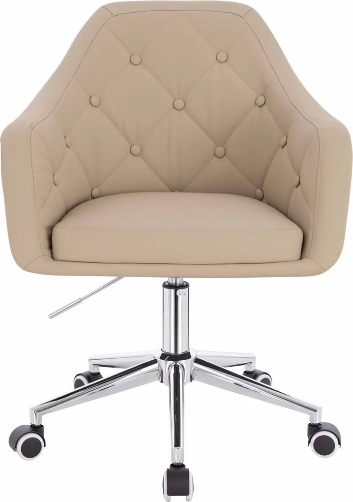 HR831K Scaun Crem Piele Ecologica Premium Soft cu Bază Cromata