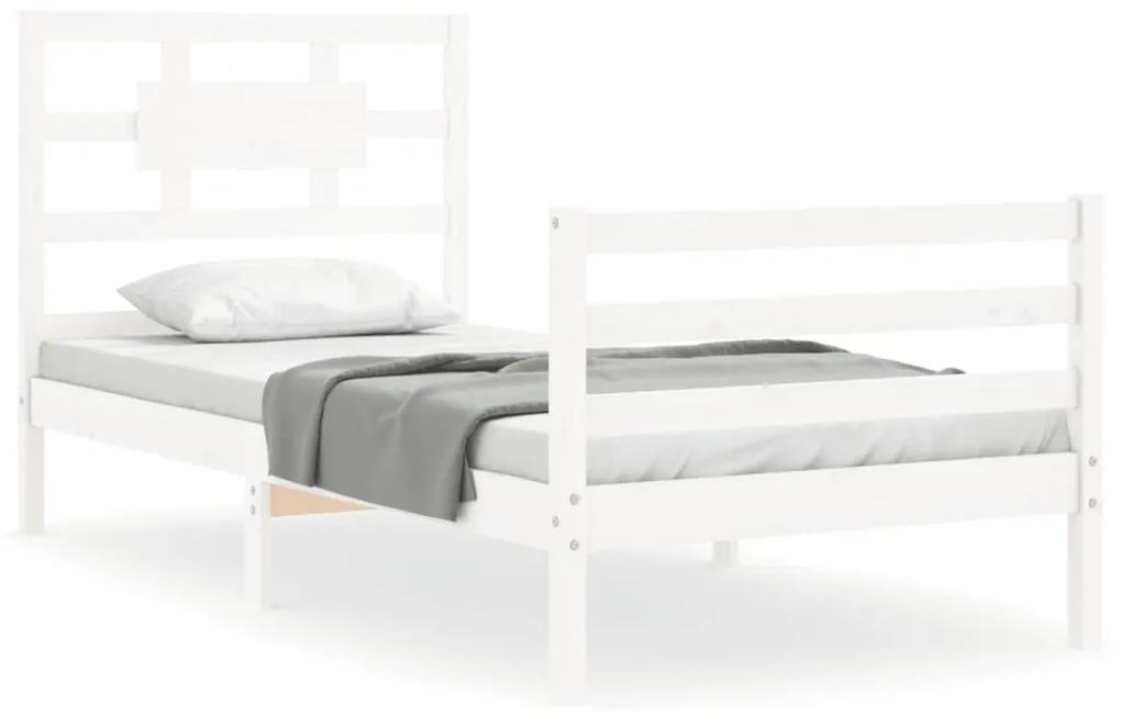 3194432 vidaXL Cadru de pat cu tăblie, alb, 100x200 cm, lemn masiv