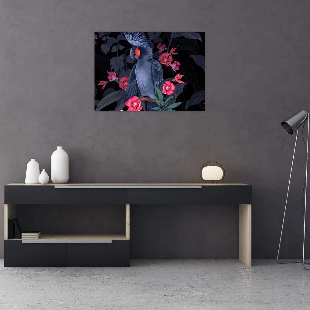 Tablou pe sticlă - Păpădia între flori (70x50 cm)