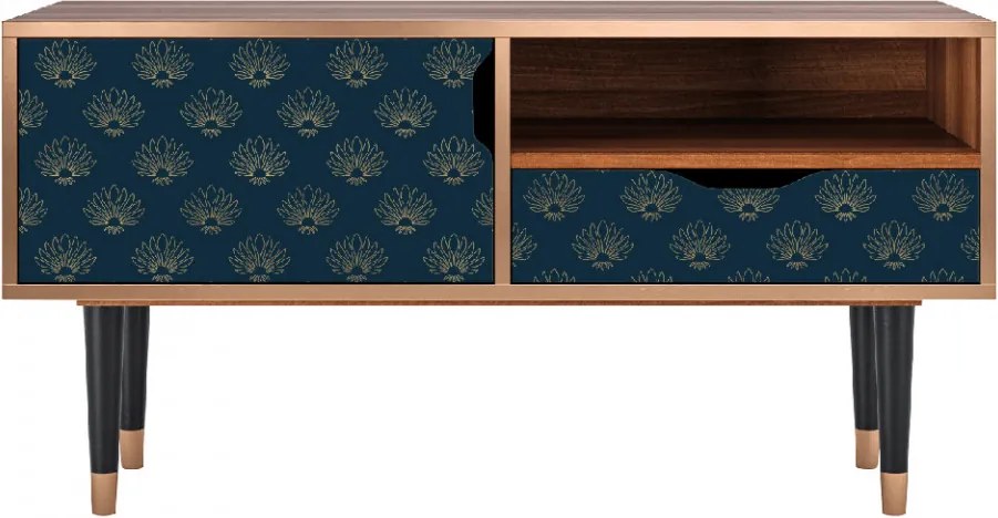 Comoda TV multicolora din MDF si lemn 114,2 cm Blue Lotus Sara Furny