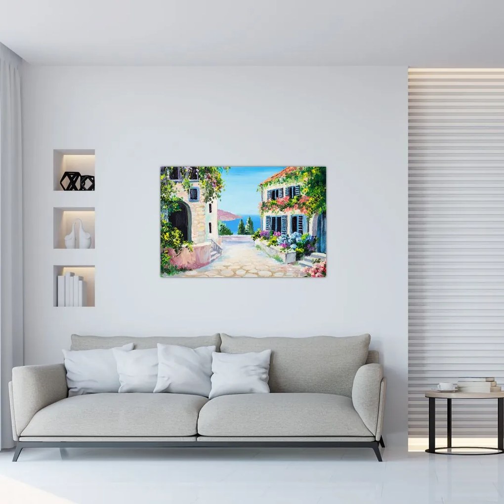 Tablou - Alee grecească, pictură în ulei (90x60 cm)