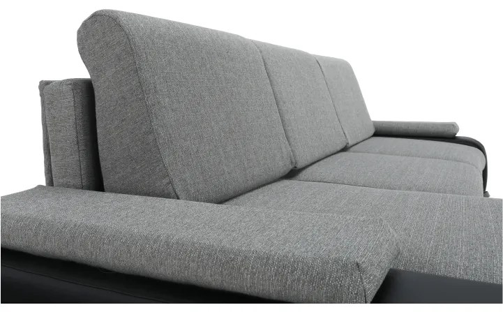 Colţar, piele ecologică negru/material textil gri, model stânga, LATE