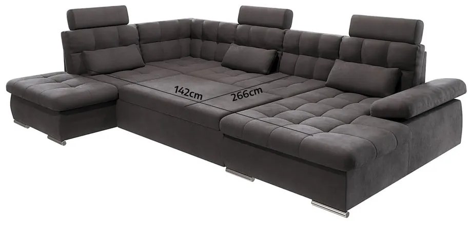 Colțar gri antracit extensibil, cu spațiu de depozitare (cu colț pe partea stângă, în formă de "U") Merkur – Ropez