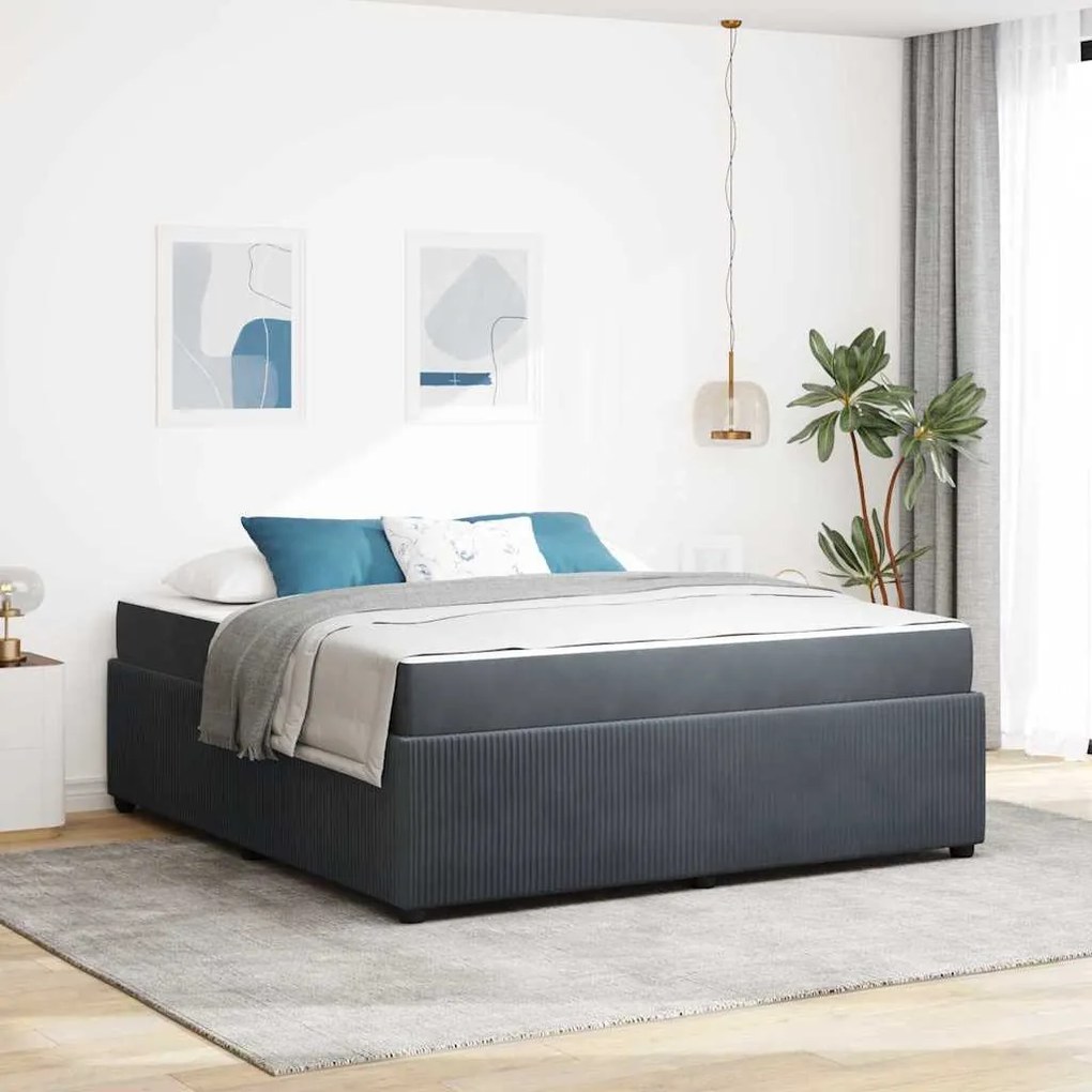vidaXL Cadru de pat cu saltea Altele Gri închis 180 x 200 cm Catifea