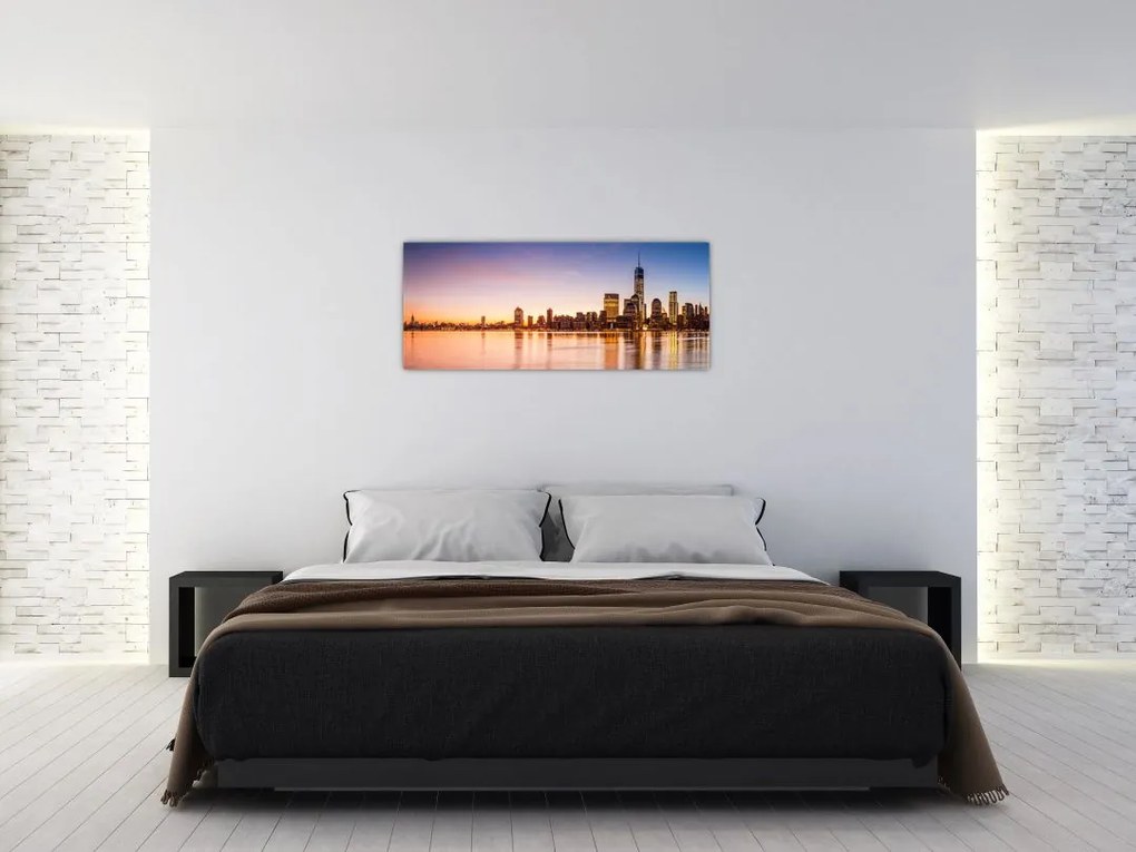 Tablou cu oraș în apus de soare (120x50 cm)