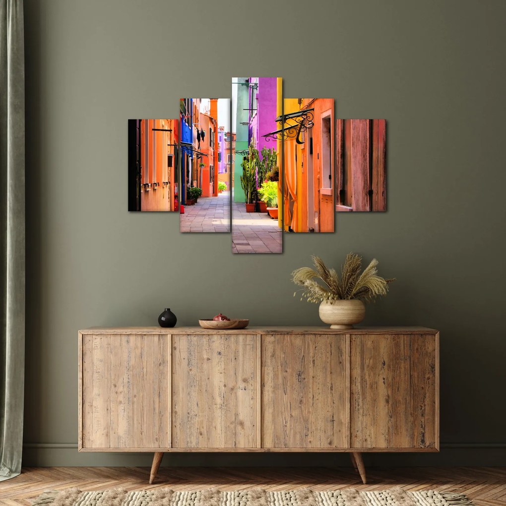 Tablou cu străduță colorata italiană (150x105 cm)