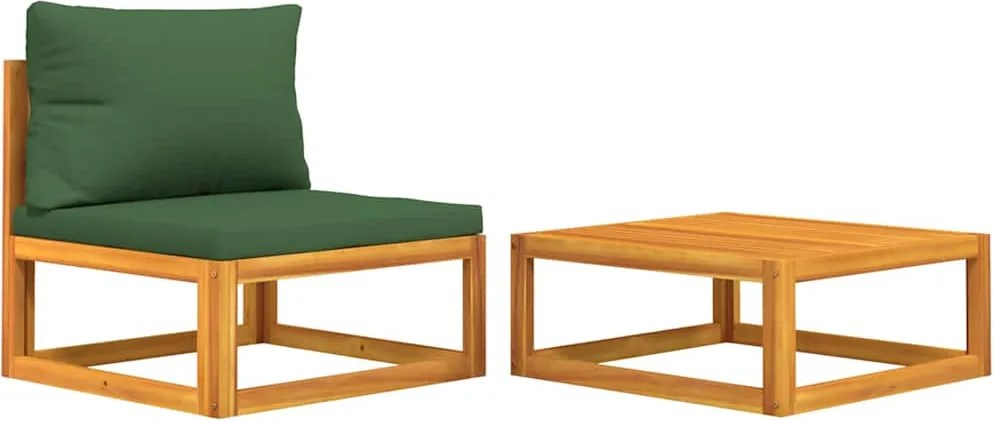 vidaXL Set canapea de grădină, 2 piese, cu perne, lemn masiv de acacia