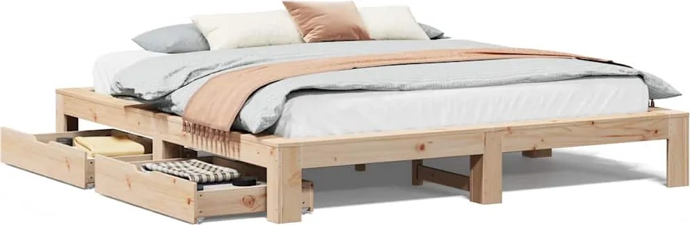 vidaXL Cadru de pat fără saltea, 200x200 cm, lemn masiv pin