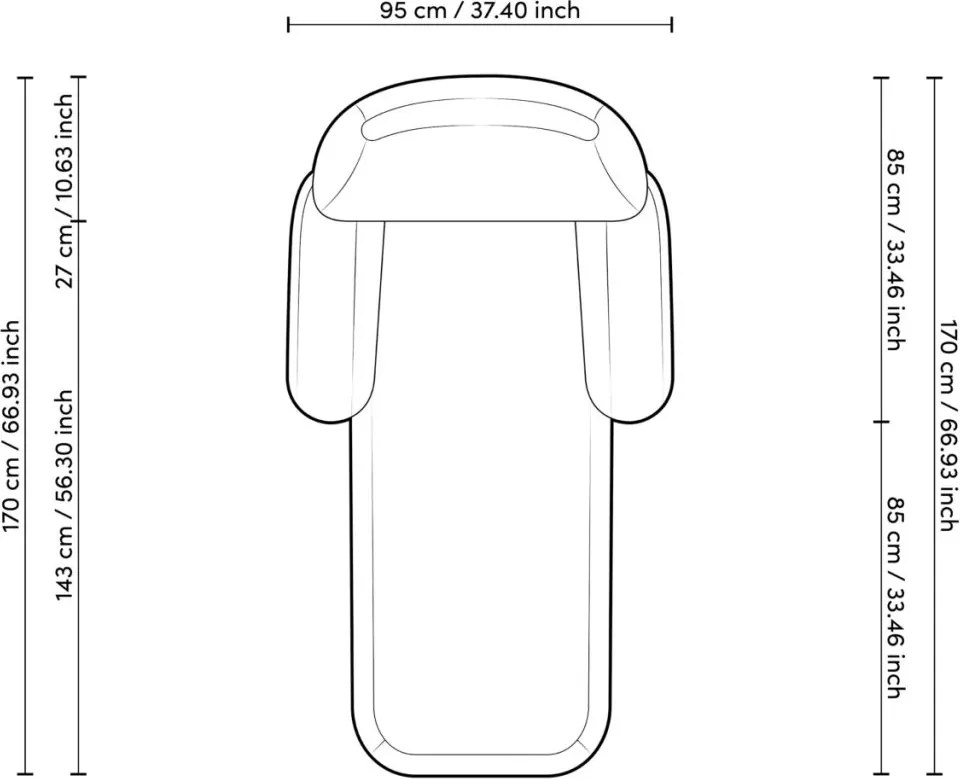 Pat de zi tip sezlong design LUX Udine, Lyssa off-white