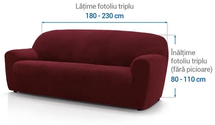 Huse super elastice HARMONIA bordo fotoliu triplu (l. 180 - 230 cm)
