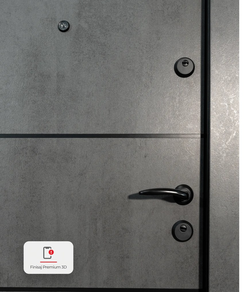 Usa metalica de intrare in apartament cu izolatie fonica   termica - Culoare Ciment Gri Inchis   Alb  Nuc ST, Gri Ciment / Alb
