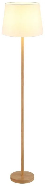 Lampadar de podea metal aspect lemn abajur textil alb JORIS