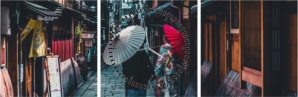 Tablou - Plimbare prin Tokio (cu ceas) (90x30 cm)