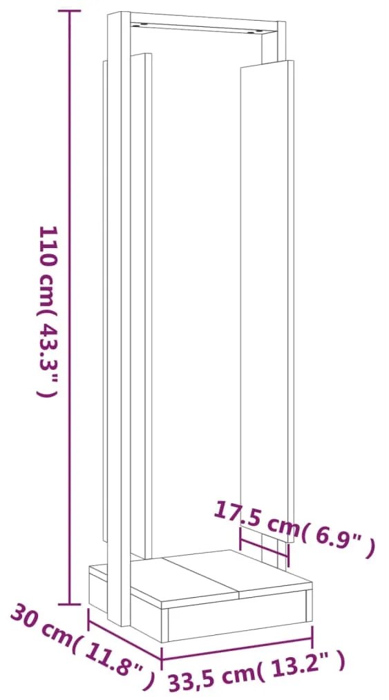 Suport pentru busteni, 33,5x30x110 cm, lemn masiv pin Maro