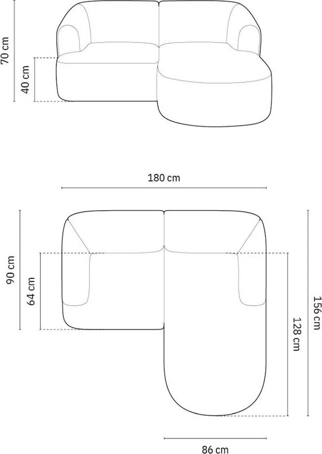 Colțar maro deschis cu tapițerie din catifea (cu colț pe partea dreaptă/cu șezlong) Campi – Cosmopolitan Design