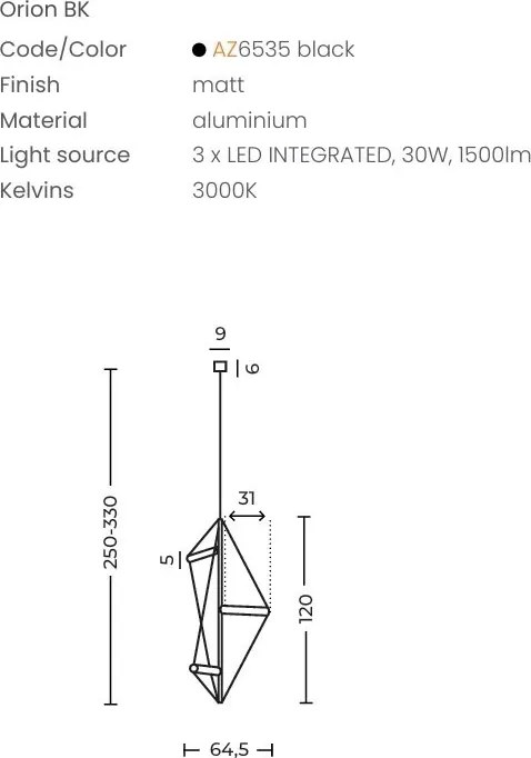 Lustra LED suspendata design geometric ORION