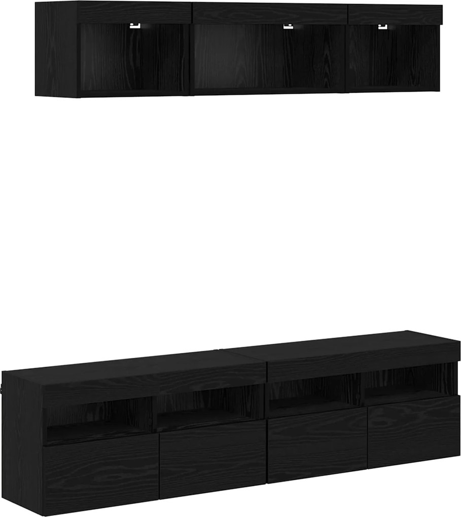 vidaXL Unități TV de perete cu LED 5 pcs Stejar Negru 80 x 30 x 40 cm