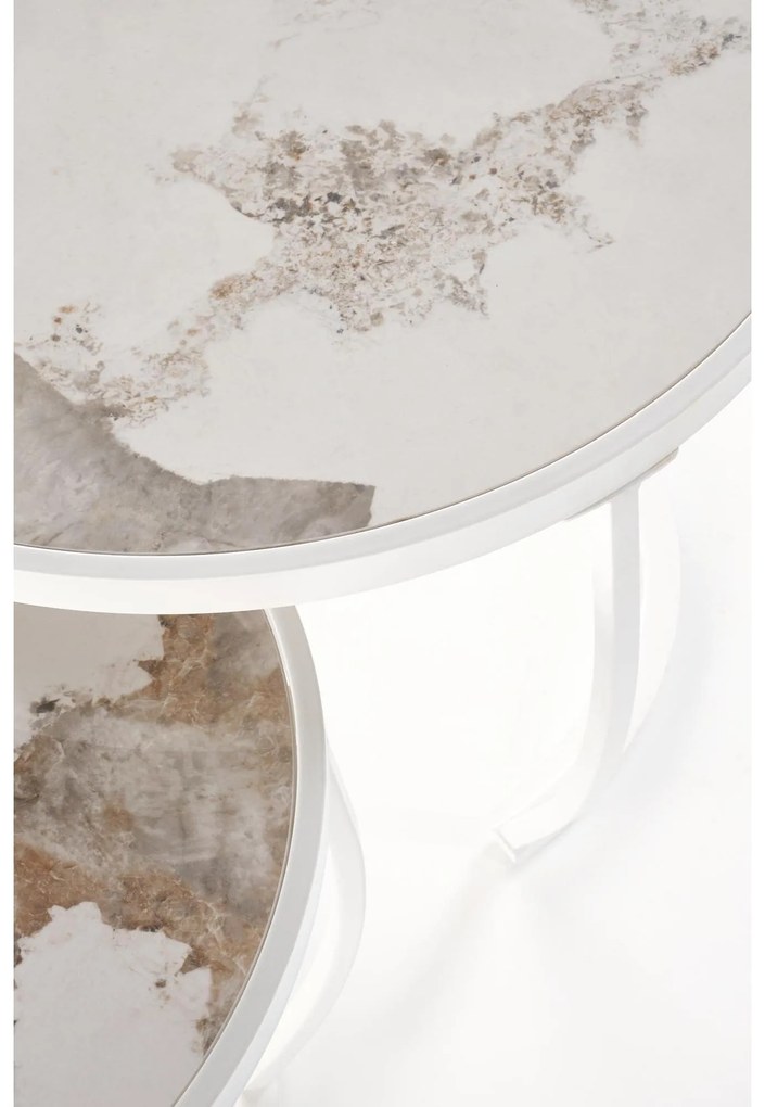 Set 2 buc. măsuțe de cafea Inesz (béžový mramor + alb). 1092446