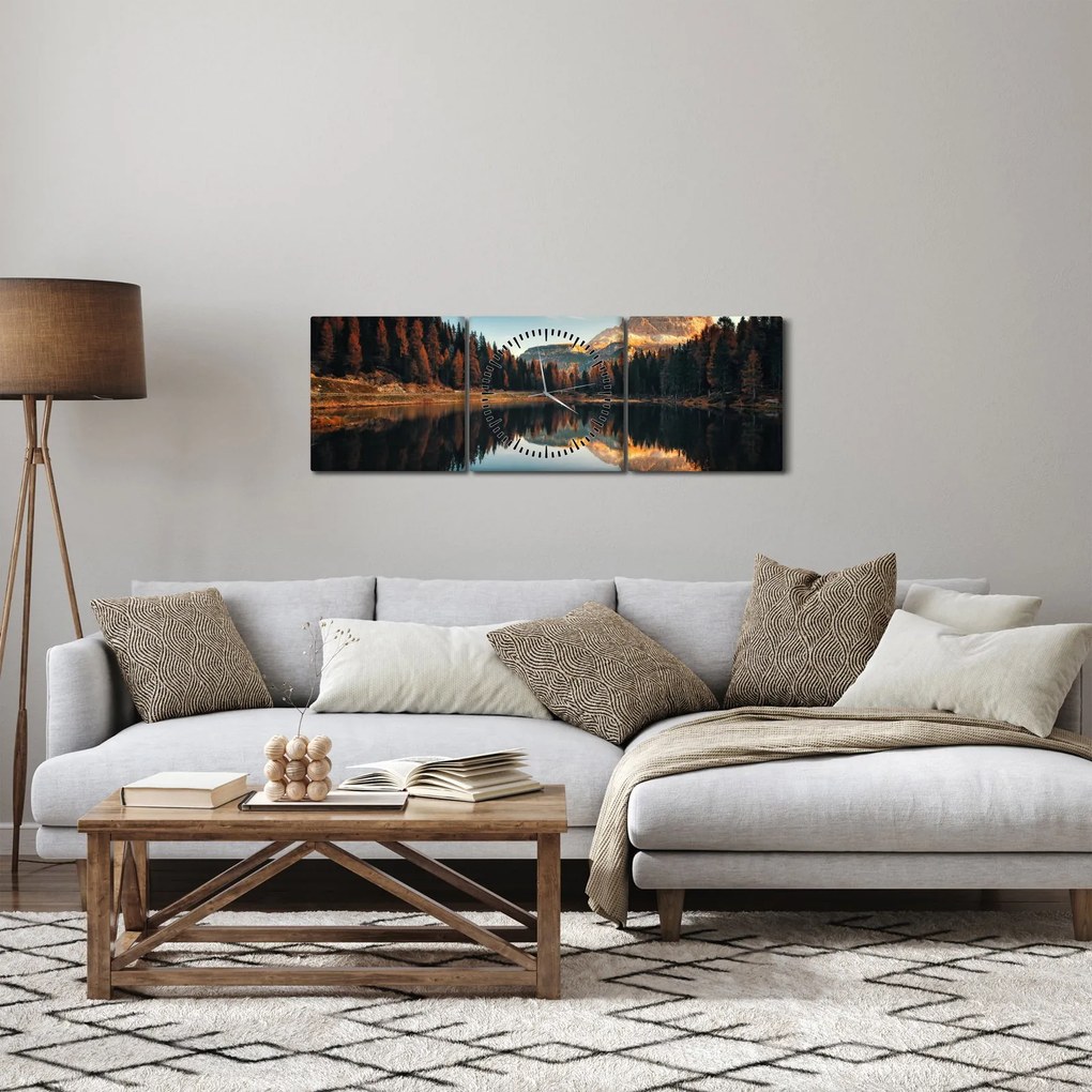 Tablou - Alpi, Italia, Dolomiți, Lago Antorno (cu ceas) (90x30 cm)